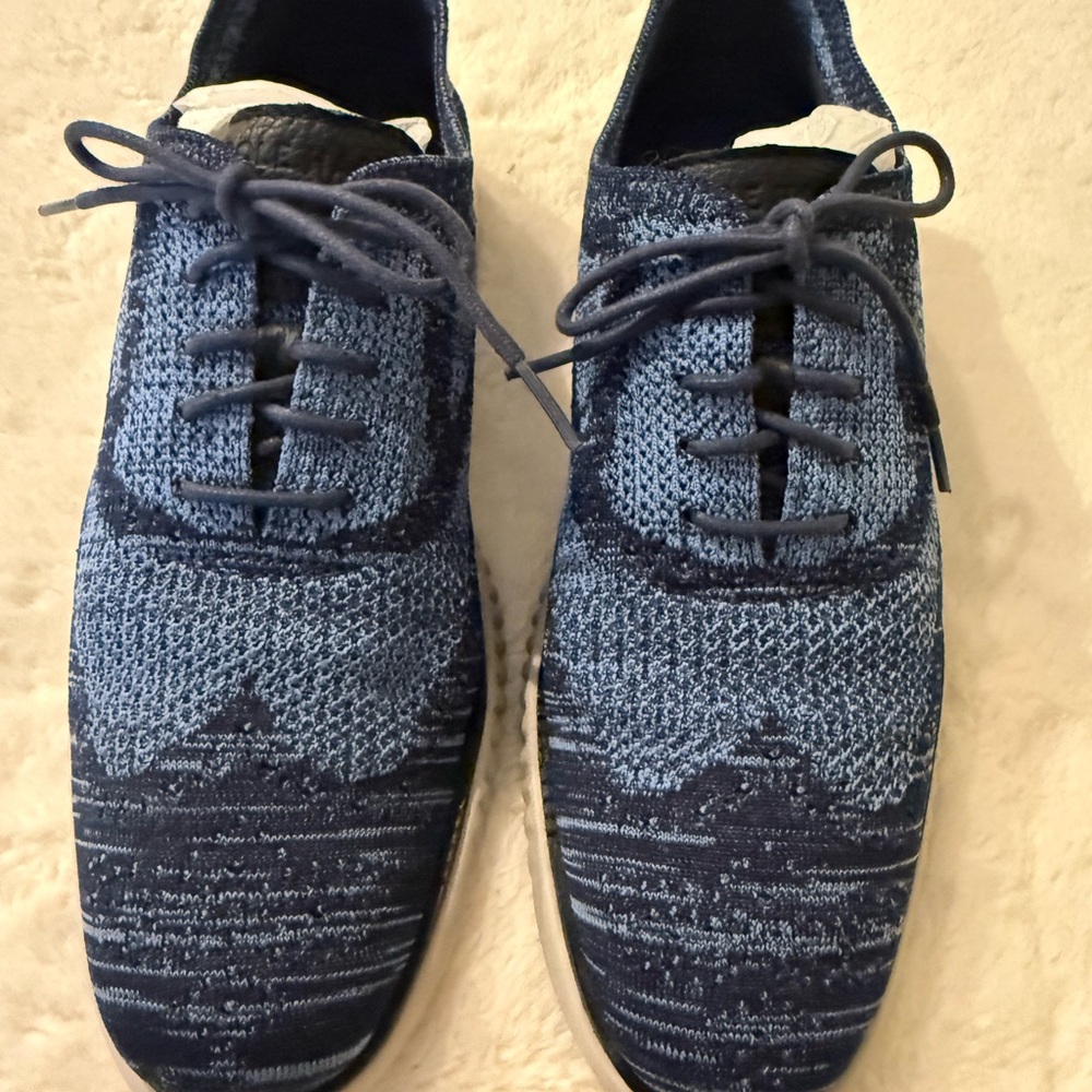 Cole Haan Navy and Light Blue Knit Sneakers